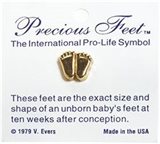 The tiny feet badge is a life-size replica of feet belonging to an unborn child 10 weeks from conception. It has become the internationally recognised symbol of the pro-life movement, worn by millions
